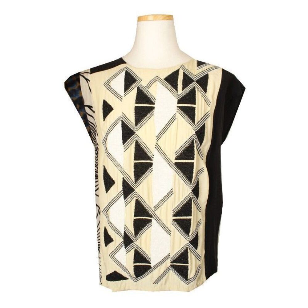 Dries Van Noten Multi-pattern Beaded Silk Top - image 1